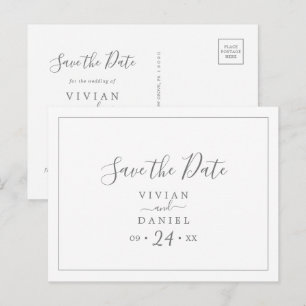 Minimalistisches Silber Save the Date Einladungspostkarte