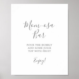 Minimalistisches silbernes Babyshower-Mom-osa-Bar- Poster