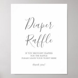 Minimalistisches silbernes Babyshower-Windel-Raffl Poster