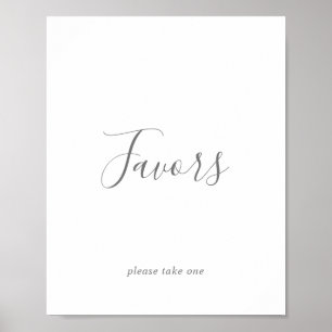 Minimalistisches silbernes Hochzeitsgunstzeichen Poster