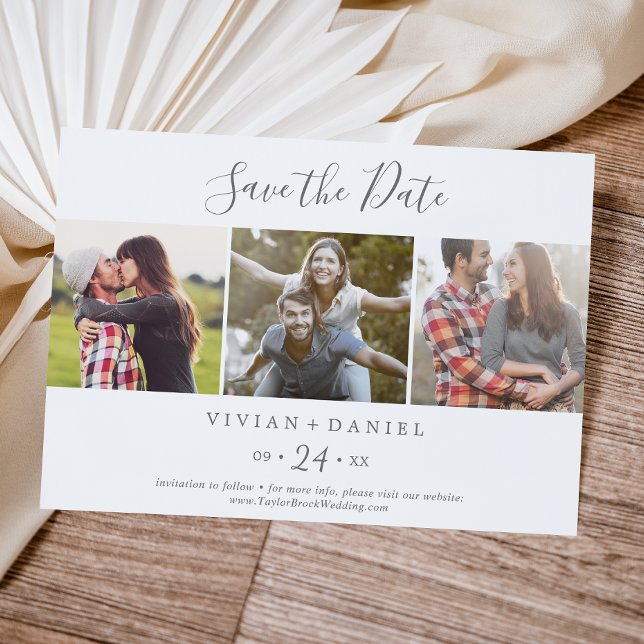 Minimalistisches Silver 3-Fotopatalog Save the Dat Save The Date (Von Creator hochgeladen)