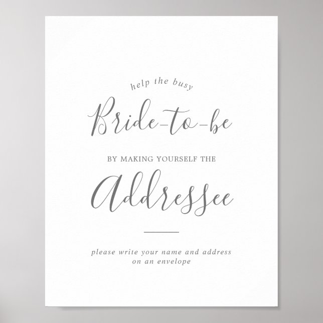 Minimalistisches Silver Address-Zeichen Poster (Vorne)