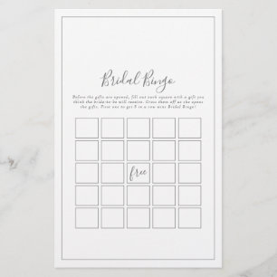 Minimalistisches Silver Bridal Bingo Game Flyer