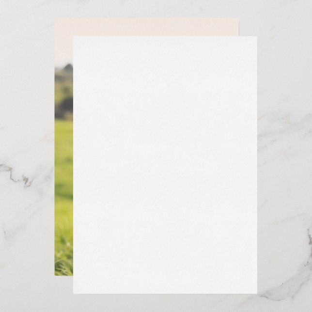 Minimalistisches Silver Foil-Foto auf der Rücken H Folieneinladung (Vorderseite/Rückseite)