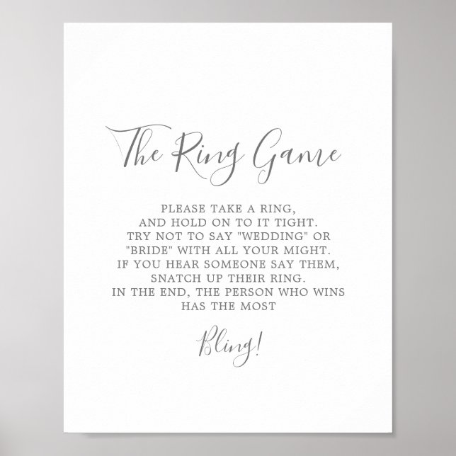 Minimalistisches Silver the Ring Game Sign Poster (Vorne)