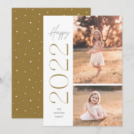 Minimalistisches Simple Elegant Happy 2022 Zwei-Fo Feiertagskarte