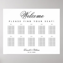 Minimalistisches Sitzdiagramm 10 Tische Schwarz/We Poster