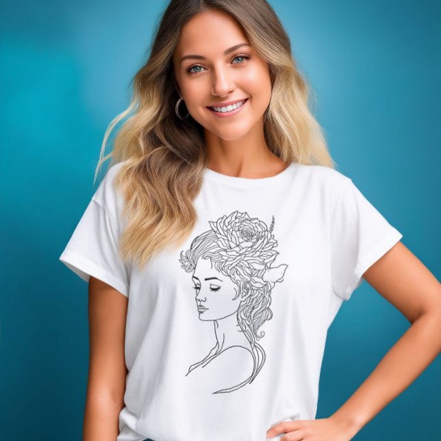 Minimalistisches Sketch-Gesicht Portrait Line Art  T-Shirt (Minimalist Sketch Face Portrait Line Art Drawing T-Shirt)