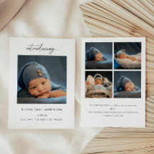 Minimalistisches Skript 5-Foto-Collage Baby Geburt