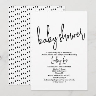 Minimalistisches Skript-Baby-Shower-Streusel Schwa Einladung