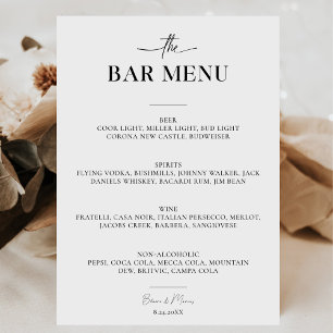 Minimalistisches Skript-Bar-Menü-Cheers beim Hochz Poster