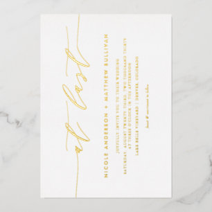 Minimalistisches Skript bei der letzten Hochzeit Folieneinladung