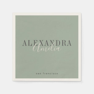 Minimalistisches Skript Boho Sage Green Custom Bus Serviette