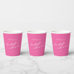 Minimalistisches Skript-Brautparty - Hot Pink Pappbecher