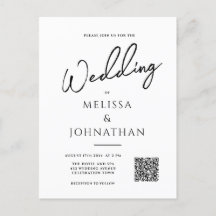 Minimalistisches Skript Eleganter QR-Code Hochzeit