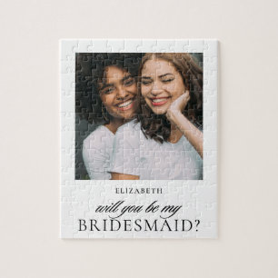 Minimalistisches Skript Foto Bridesmaid Vorschlag Puzzle