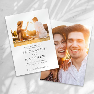 Minimalistisches Skript-Foto-Hochzeit Save The Date