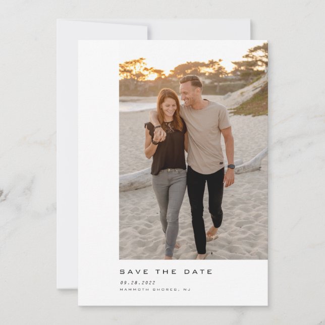 Minimalistisches Skript-Foto Save The Date (Vorderseite)