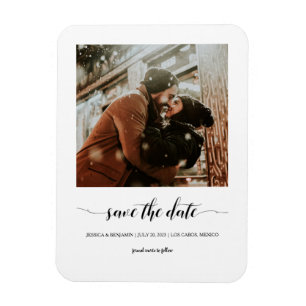 Minimalistisches Skript-Foto Save the Date Magnet