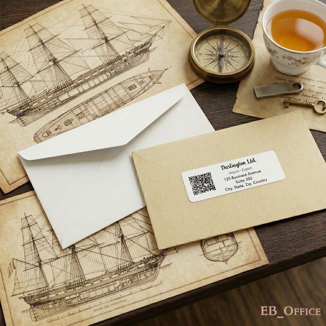 Minimalistisches Skript Geschäft QR-Code Weiße Adr Adressaufkleber (Minimalist QR Code Labels: 
2.375” L x 1.25” W
•	18 labels per sheet
•	Sheet: 8.5” L x 11” W
)