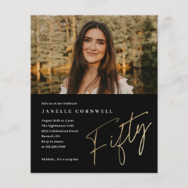 Minimalistisches Skript Gold 50. Foto Geburtstagsl