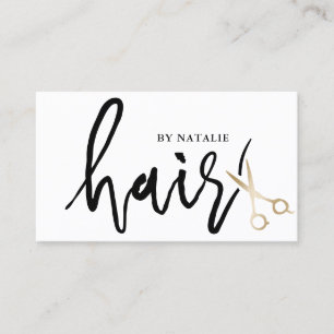 Minimalistisches Skript-Goldschere Haar-Stylist-Sa Visitenkarte