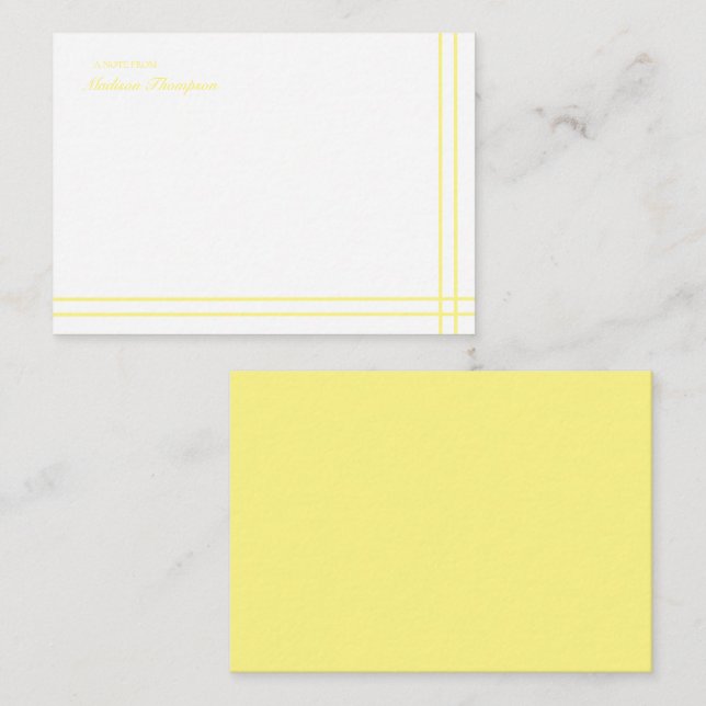 Minimalistisches Skript, hellgelb, doppelte Grenze Mitteilungskarte (Vorne/Hinten)