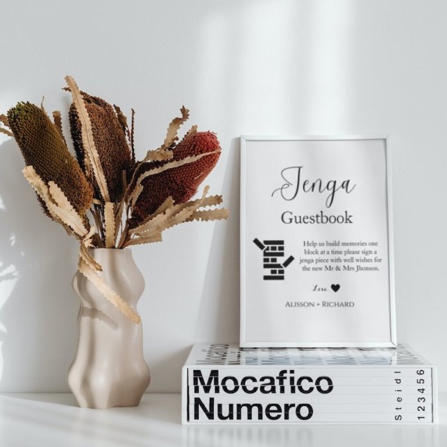 Minimalistisches Skript Hochzeit Jenga Gästebuch (Von Creator hochgeladen)