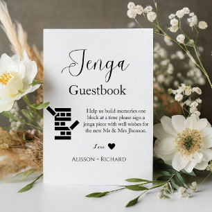 Minimalistisches Skript Hochzeit Jenga Gästebuch Sockelschild