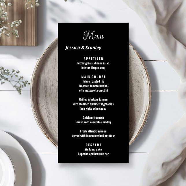 Minimalistisches Skript-Hochzeitsmenü Menükarte (Von Creator hochgeladen)