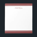 Minimalistisches Skript-Maroon-Zwei-Grenzen-Monogr Notizblock<br><div class="desc">Notieren Sie sich Ihre Nachricht oder Notizen auf diesem eleganten,  minimalistisch aussehenden Maronnotepad mit einem Serif-Schriftart-Monogramm und einer Schriftzeichen mit dicken und dünnen Rändern. Personalisieren Sie es mit Ihren Initialen.</div>