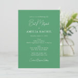 Minimalistisches Skript Moderner Bat Mitzvah Kelly Einladung<br><div class="desc">Custom Minimalistisch Script Kelly Green Moderne Bat Mitzvah Einladung</div>