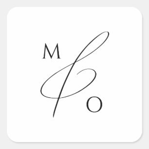 Minimalistisches Skript-Monogram-Umschlag Aufklebe Quadratischer Aufkleber
