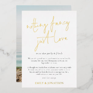 Minimalistisches Skript Nichts Fancy Elopement Ech Folieneinladung