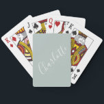 Minimalistisches Skript Personalisierter Name Dust Spielkarten<br><div class="desc">Minimalistische Skripttypografie Name in Dusty Blue Playing Cards</div>