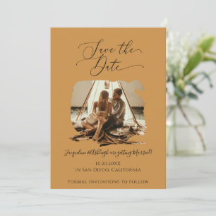 Minimalistisches Skript Pinsel Stroke Mustard Gold Save The Date