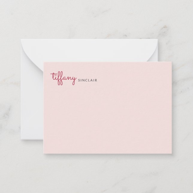 Minimalistisches Skript Rosé Modern Chic Benutzerd Mitteilungskarte (Vorderseite)
