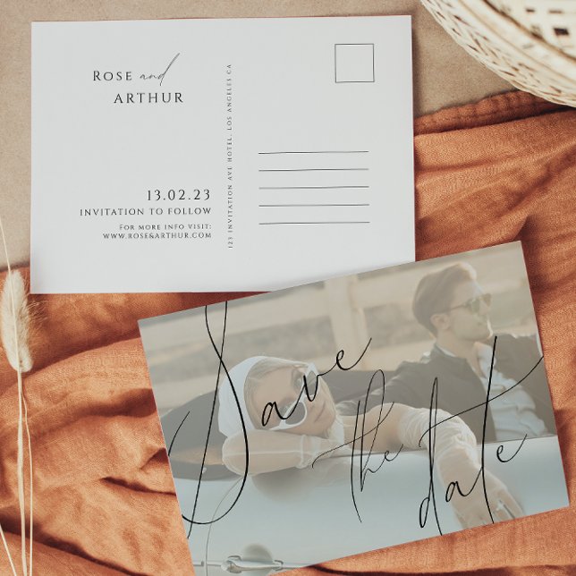 Minimalistisches Skript Save the Date Einladung Po (Von Creator hochgeladen)