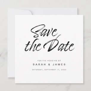 Minimalistisches Skript Schwarz-weiß Hochzeit Save The Date