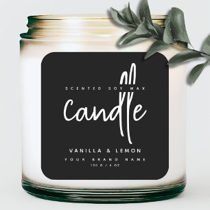 Minimalistisches Skript, schwarzer Produktetikett Quadratischer Aufkleber