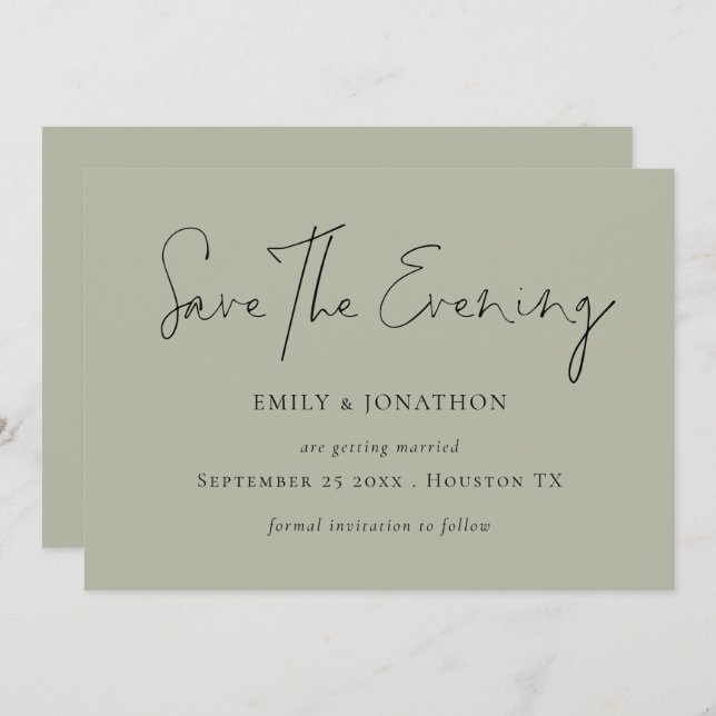 Minimalistisches Skriptblass Rettete den Abend Einladung (Vorne/Hinten)