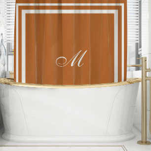 Minimalistisches Skriptmonogramm Burnt Orange Ki Duschvorhang