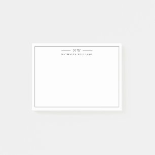 Minimalistisches Skriptschwarze Border Monogram Post-it Klebezettel