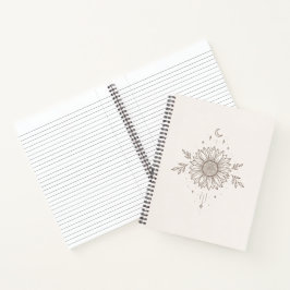 Minimalistisches Sonnenblumen- und Mond-Design Notizbuch