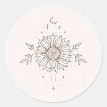 Minimalistisches Sonnenblumen- und Mond-Design
