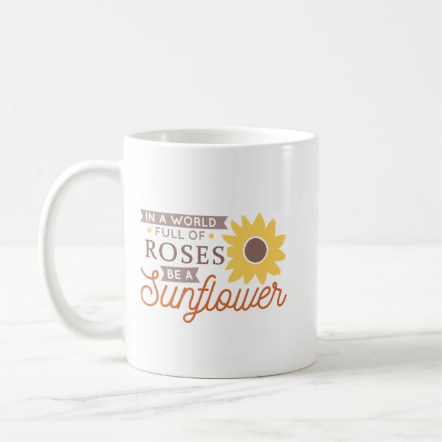 Minimalistisches Sonnenscheinwerfer-Zitat Kaffeetasse (Links)