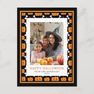 Minimalistisches Spooky Happy Halloween 1 Foto Feiertagspostkarte