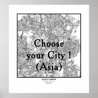 Minimalistisches Stadtplan-Poster Linienkunst ASIA Poster
