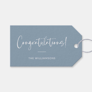 Minimalistisches Staubblau Personalisierte Gratula Geschenkanhänger