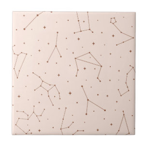 Minimalistisches Sternbildmuster in Rosa und Braun Fliese